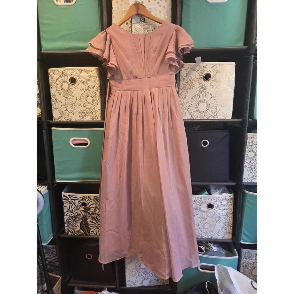 Pink Ruffled Sleeve - girls Long Dress Size 10